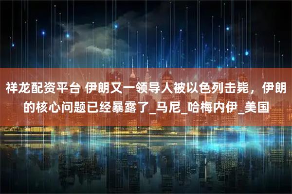 祥龙配资平台 伊朗又一领导人被以色列击毙，伊朗的核心问题已经暴露了_马尼_哈梅内伊_美国