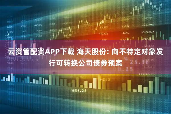 云资管配资APP下载 海天股份: 向不特定对象发行可转换公司债券预案