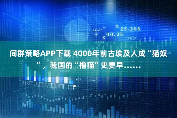 间群策略APP下载 4000年前古埃及人成“猫奴”，我国的“撸猫”史更早……