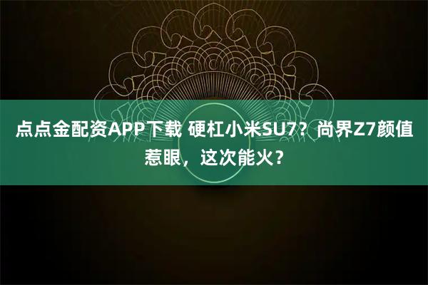 点点金配资APP下载 硬杠小米SU7？尚界Z7颜值惹眼，这次能火？